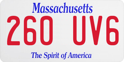 MA license plate 260UV6