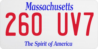 MA license plate 260UV7