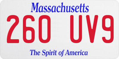 MA license plate 260UV9