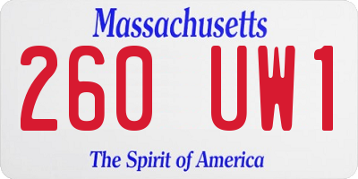 MA license plate 260UW1