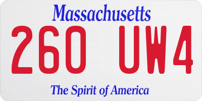 MA license plate 260UW4