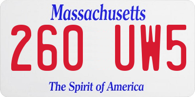 MA license plate 260UW5