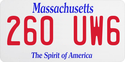 MA license plate 260UW6
