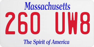 MA license plate 260UW8