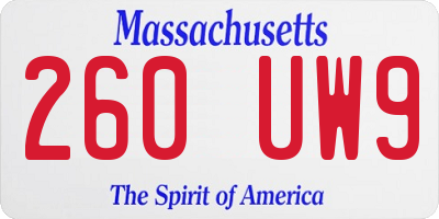 MA license plate 260UW9