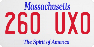 MA license plate 260UX0