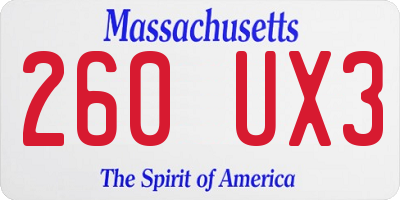 MA license plate 260UX3
