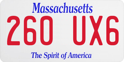 MA license plate 260UX6