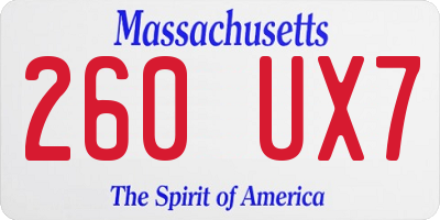 MA license plate 260UX7
