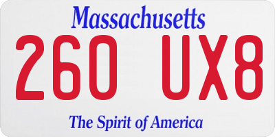 MA license plate 260UX8
