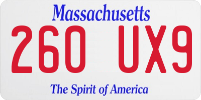 MA license plate 260UX9