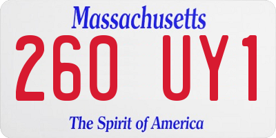 MA license plate 260UY1