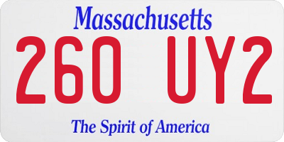 MA license plate 260UY2