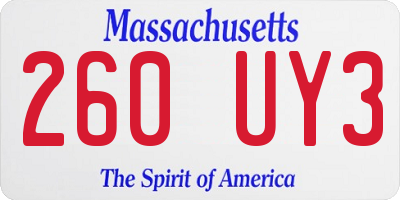 MA license plate 260UY3