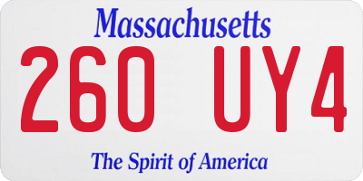 MA license plate 260UY4