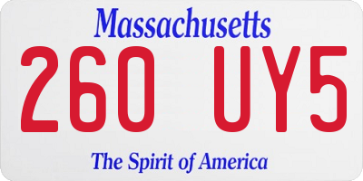 MA license plate 260UY5