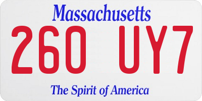 MA license plate 260UY7