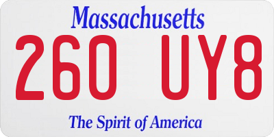 MA license plate 260UY8
