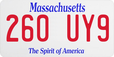 MA license plate 260UY9
