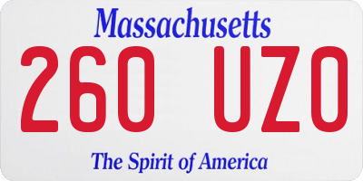 MA license plate 260UZ0