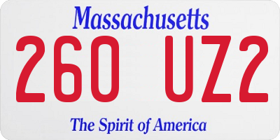 MA license plate 260UZ2