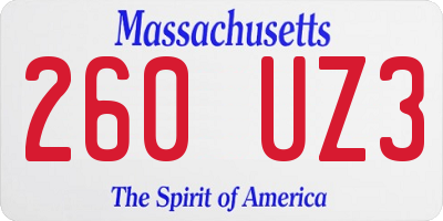 MA license plate 260UZ3