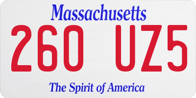 MA license plate 260UZ5