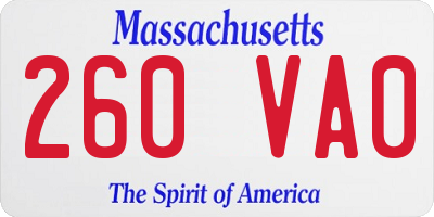 MA license plate 260VA0