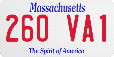 MA license plate 260VA1
