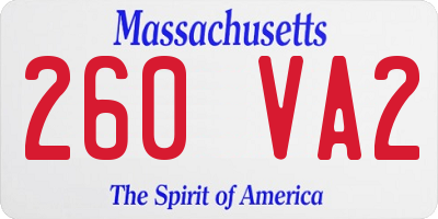 MA license plate 260VA2