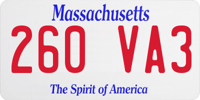 MA license plate 260VA3