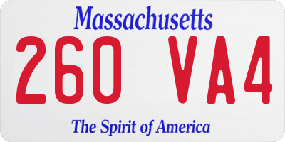MA license plate 260VA4
