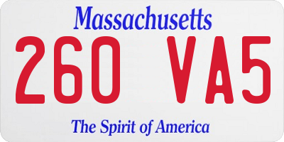 MA license plate 260VA5