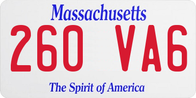MA license plate 260VA6