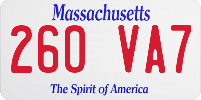 MA license plate 260VA7