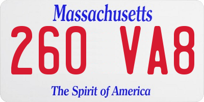 MA license plate 260VA8