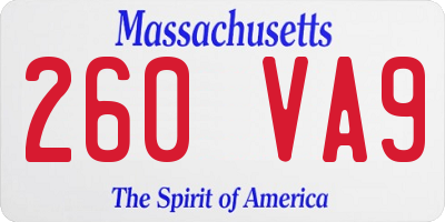 MA license plate 260VA9