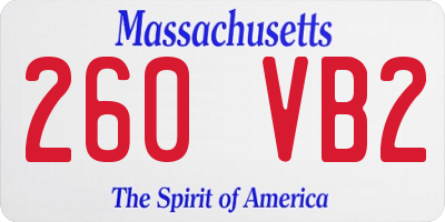 MA license plate 260VB2