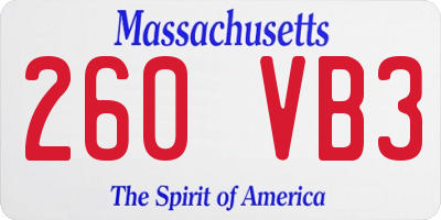 MA license plate 260VB3