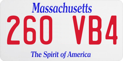 MA license plate 260VB4