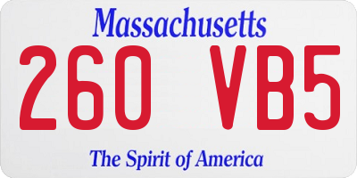 MA license plate 260VB5