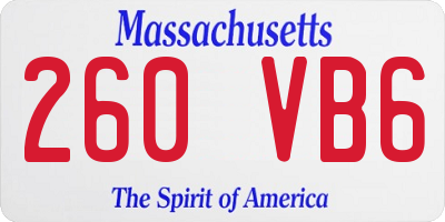 MA license plate 260VB6