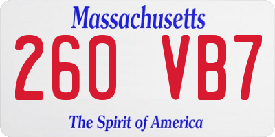 MA license plate 260VB7