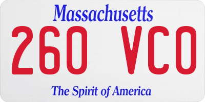 MA license plate 260VC0