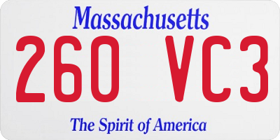 MA license plate 260VC3
