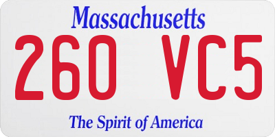 MA license plate 260VC5