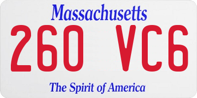 MA license plate 260VC6