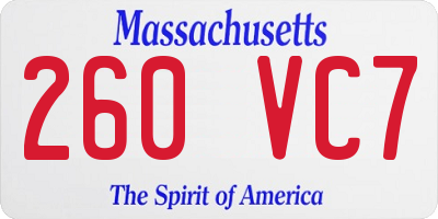 MA license plate 260VC7