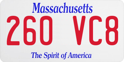 MA license plate 260VC8
