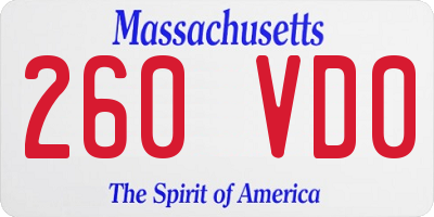 MA license plate 260VD0